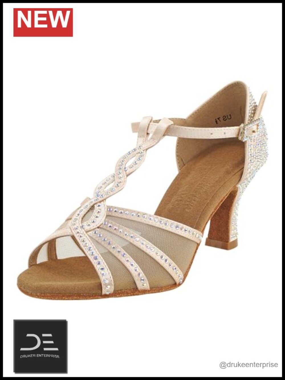 Crystal-Studded Satin Dance Shoes Suede Sole Memory Foam Pump